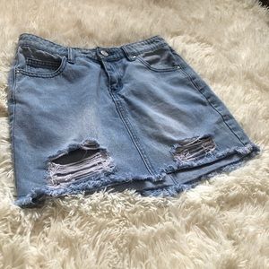 Refuge Charlotte Russe destroyed denim skirt